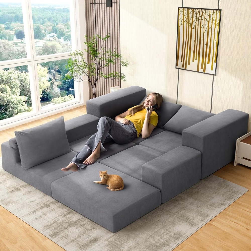 110" Modular Sectional Sofa Couches with Deep Seat, L Shaped Memory Foam Cloud