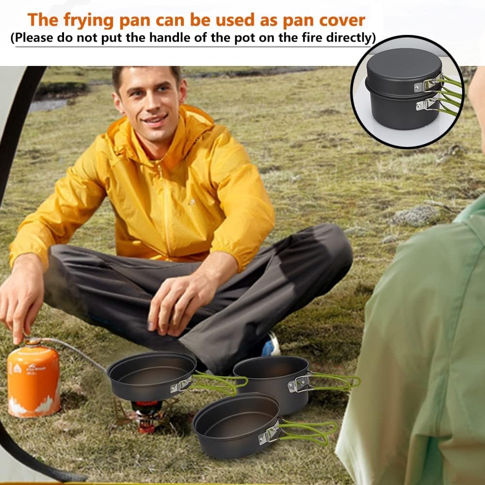 “Gutsdoor Camping Cookware Set Non-Stick Lightweight Stackable Pots Pans Utens
