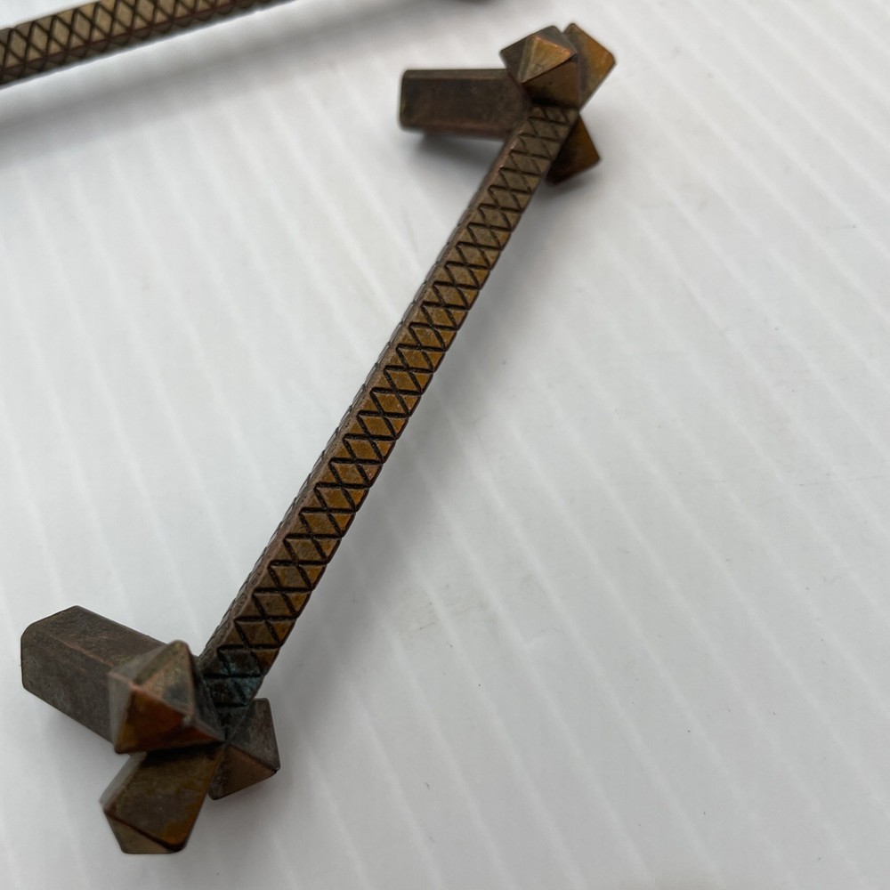 4 Vintage Brass Arts and Crafts Drawer Pulls handles
