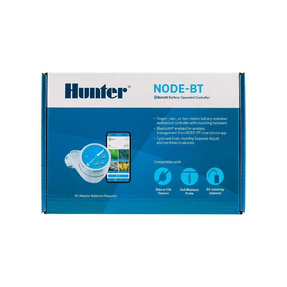 Hunter NODE-BT-100 Bluetooth Battery Operated Sprinkler Controller with Solen...