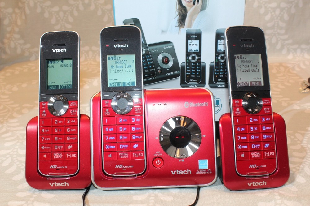 VTech DS6421-3 DECT 6.0 Cordless Digital Answering Machine Bluetooth RED A+++