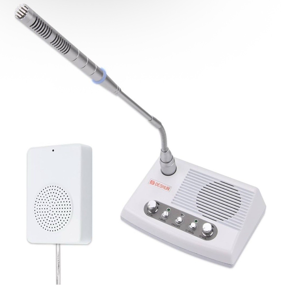 DESHUN DS-989 Window Intercom Business Full Duplex Window Speaker System - White