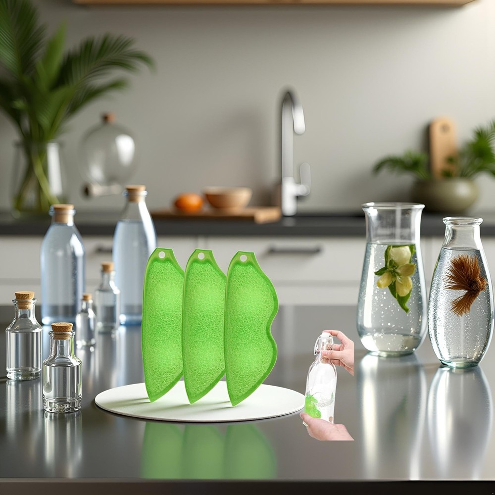 Multipurpose Bean Shaped Sponge Set - 3 Pack Bottle & Internal Cleaning Spong...