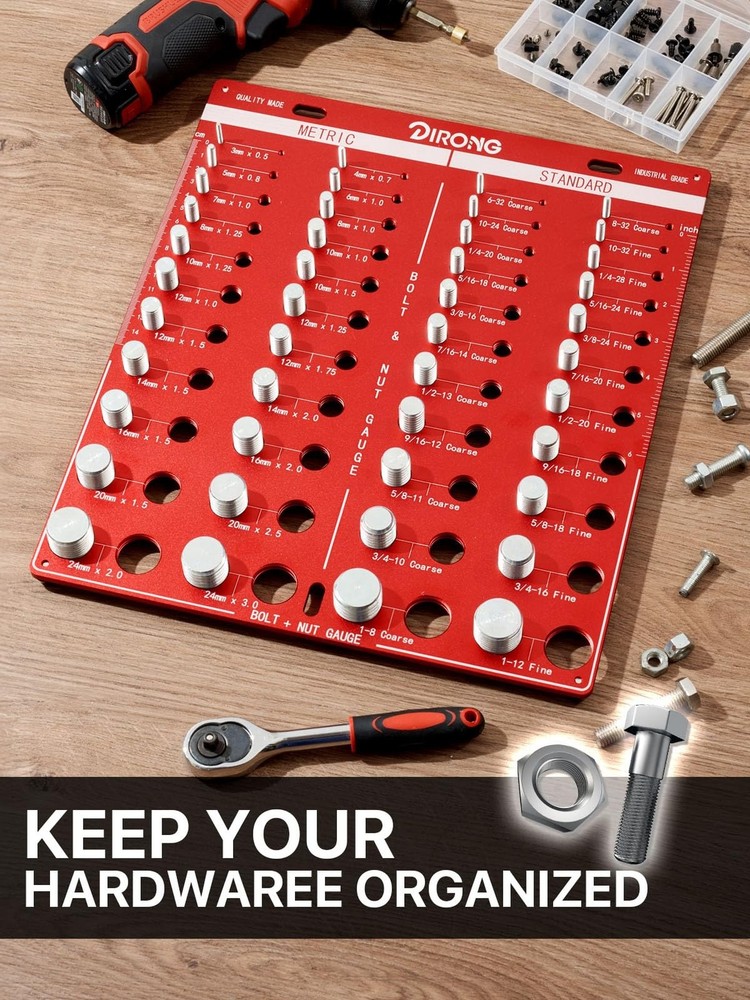 Thread Checker, 44 Nut and Bolt Thread Checker, Bolt Size and Thread Gauge 22...