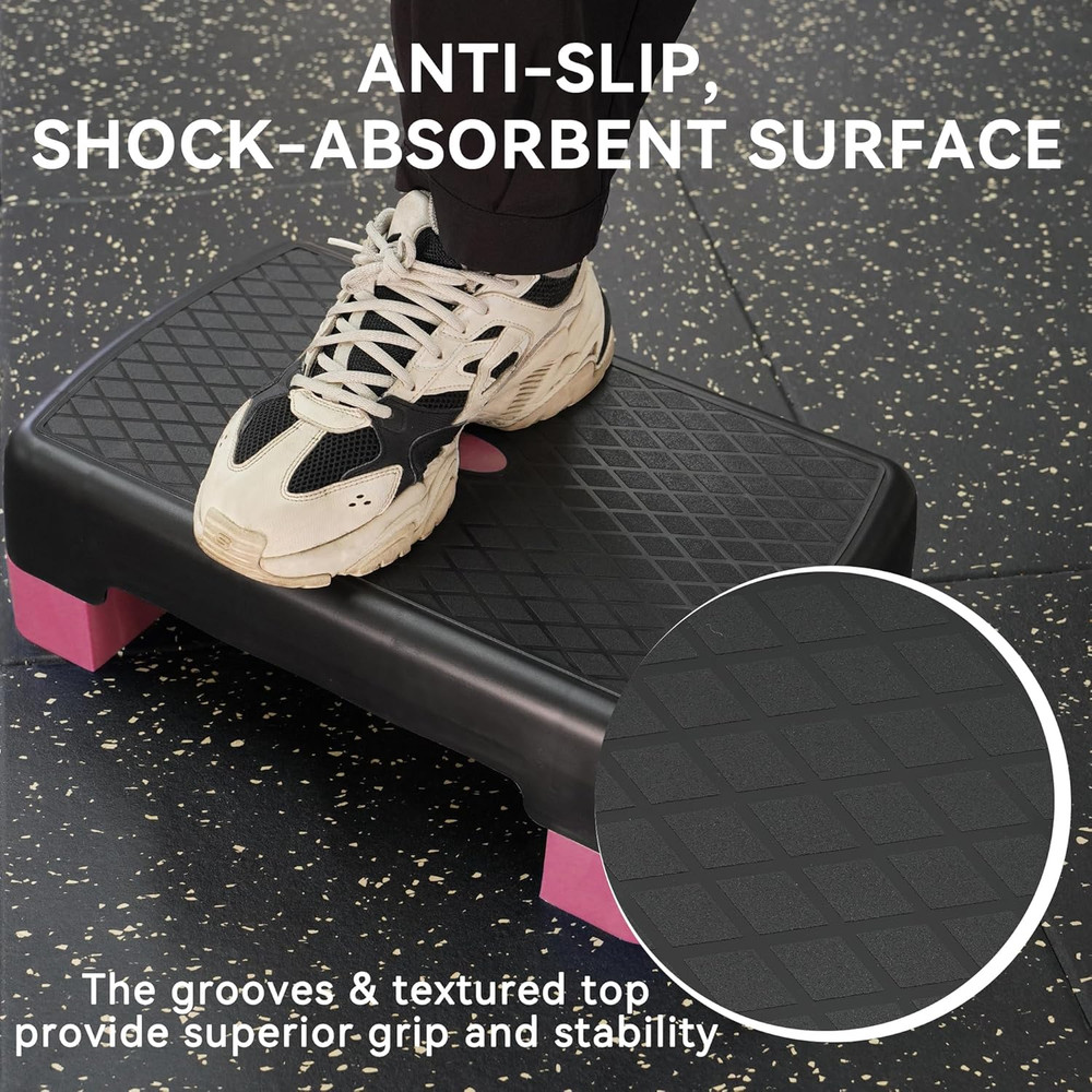 Fitvids 18" Workout Aerobic Stepper Step Platform with 2 Risers, Multiple Colors
