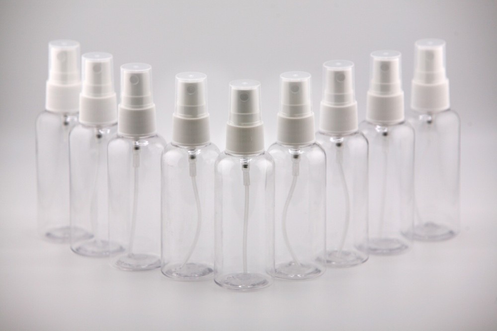 2oz Spray Bottle Plastic Transparent Empty Atomizer (Case of 100 bottles)