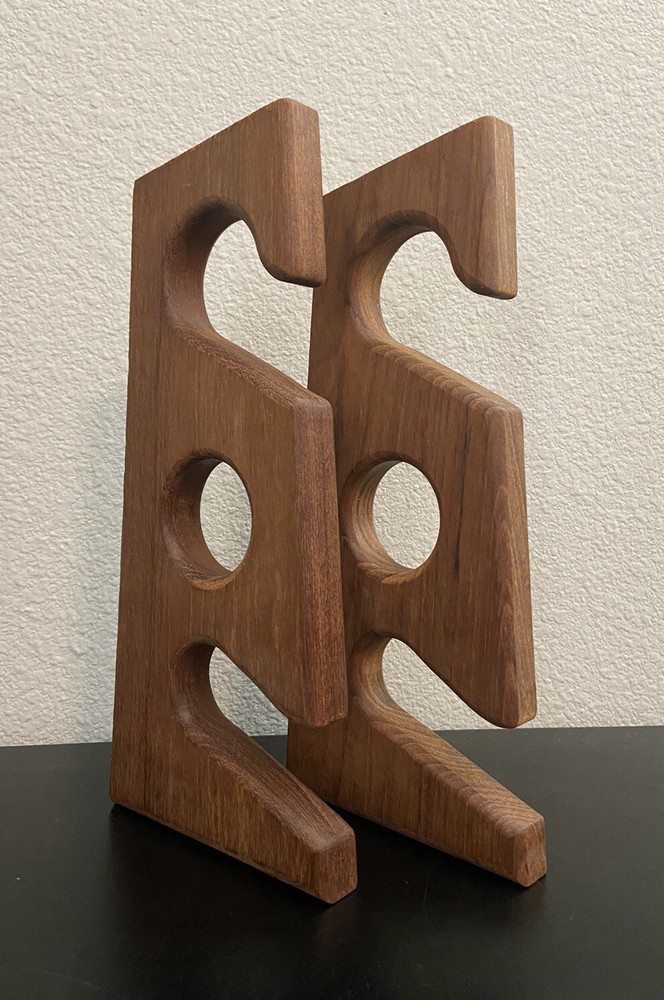 Solid Teak 3-Rod Storage Rack Holder Pair - Bertram Sea Ray Chris-Craft Wall