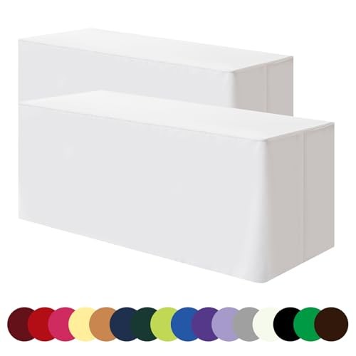 Tablecloth 6FT2P Tablecloth Fitted Table Covers for 6 Foot 6ft | 2pack White