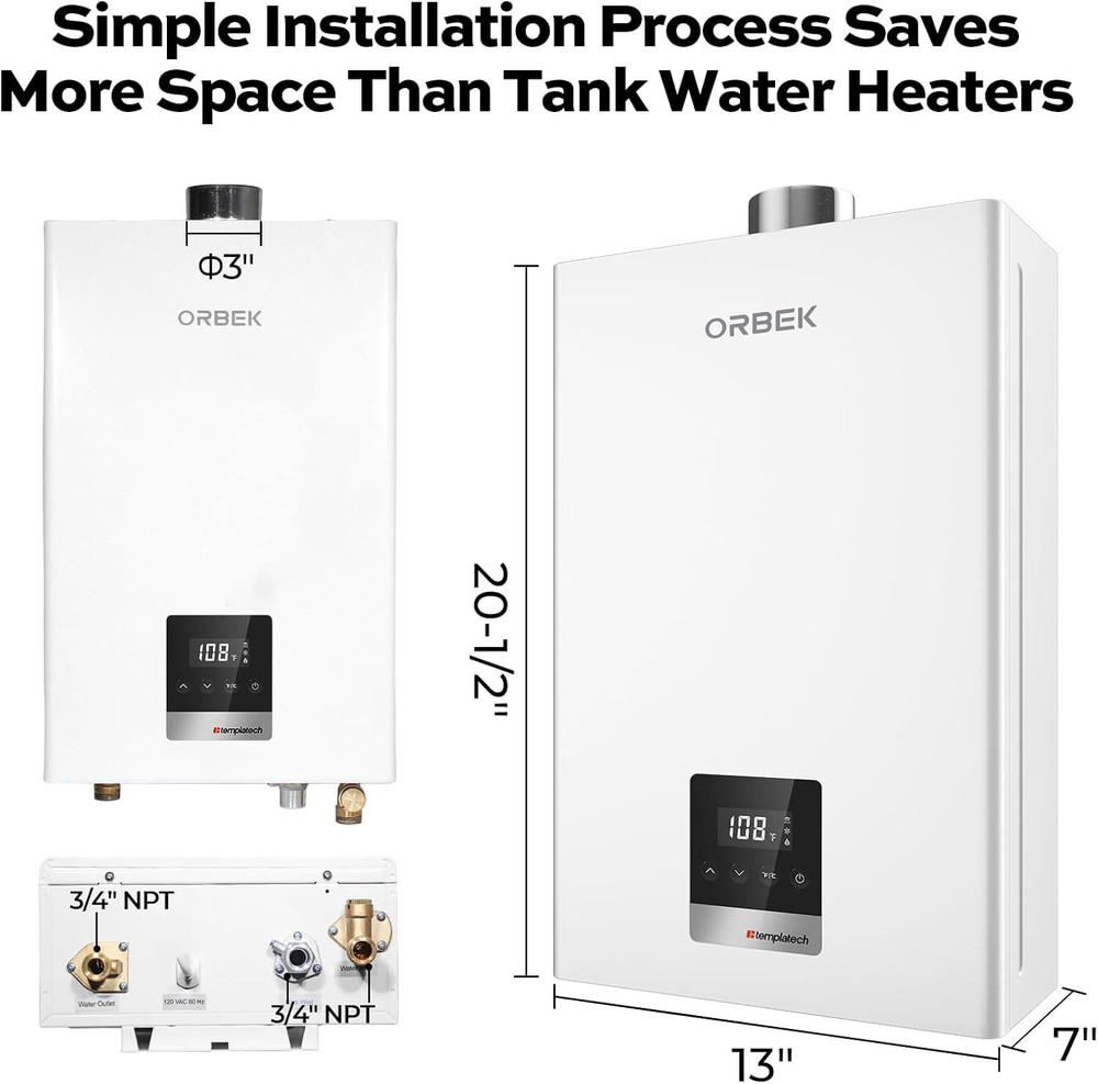 4.3GPM 100,000BTU Tankless Water Heater Indoor Natural Gas On-demand Instant