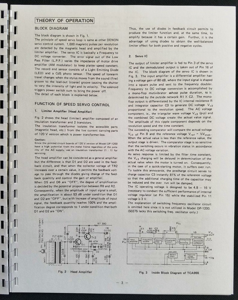 Denon DP-1200 Series Turntable Service Manual
