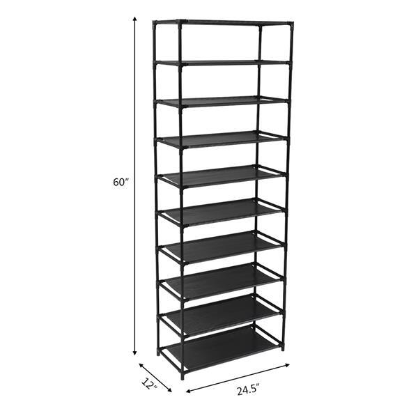 10 Tier Stackable Shoe Rack Storage Shelves - Stainless Steel Frame Holds 50 Pai