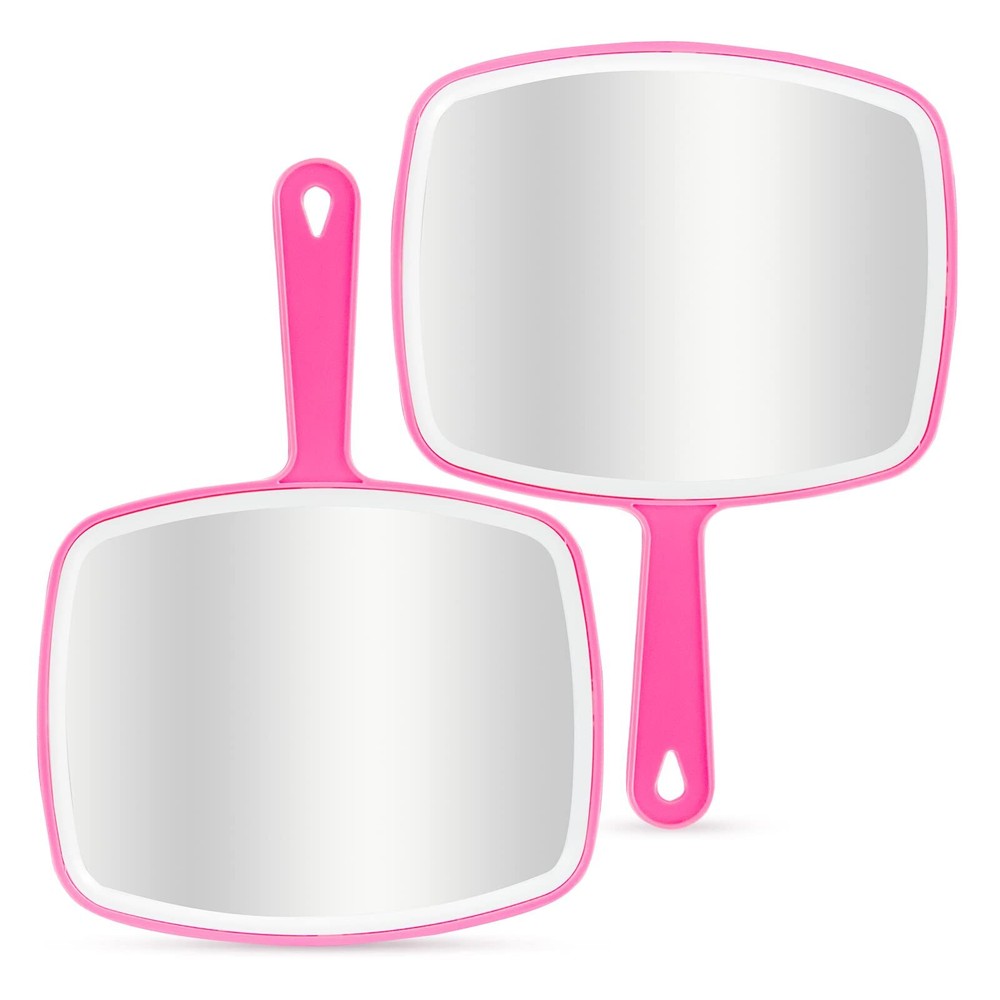 2Pcs Handheld Mirror Portable Hand Mirror with Hanging Hole in Handle Pink 7....