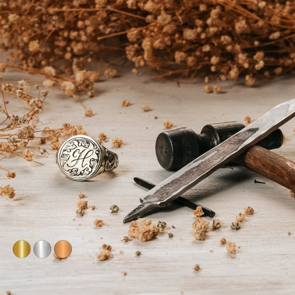 Personalized Initial Monogram Signet Ring 925 Sterling Silver Ring US Duty Free