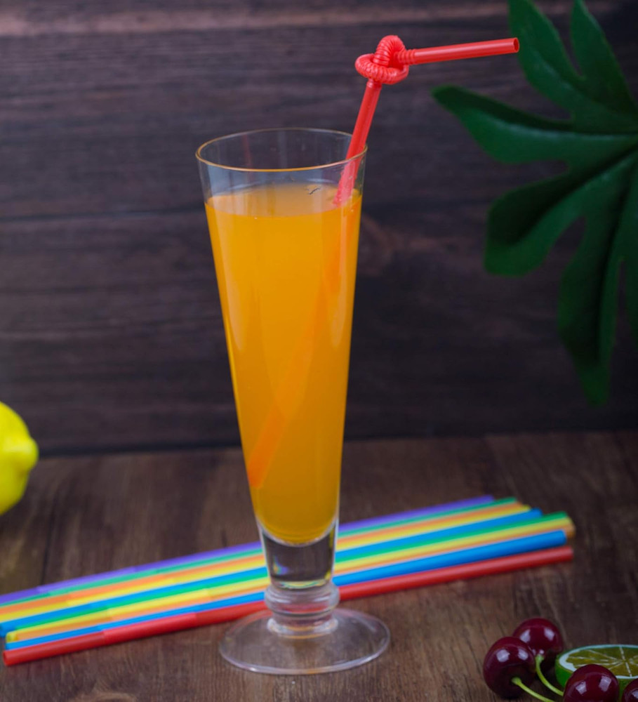 [Individually Wrapped] 100 Pcs Colorful Flexible Plastic Straws, Disposable Bend