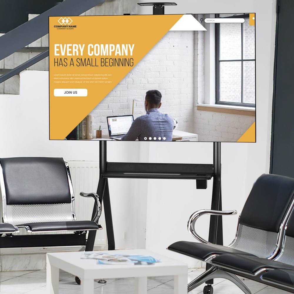 Smart Board Stand for 42"-86"Interactive Whiteboard Mobile Lockable Wheels Black