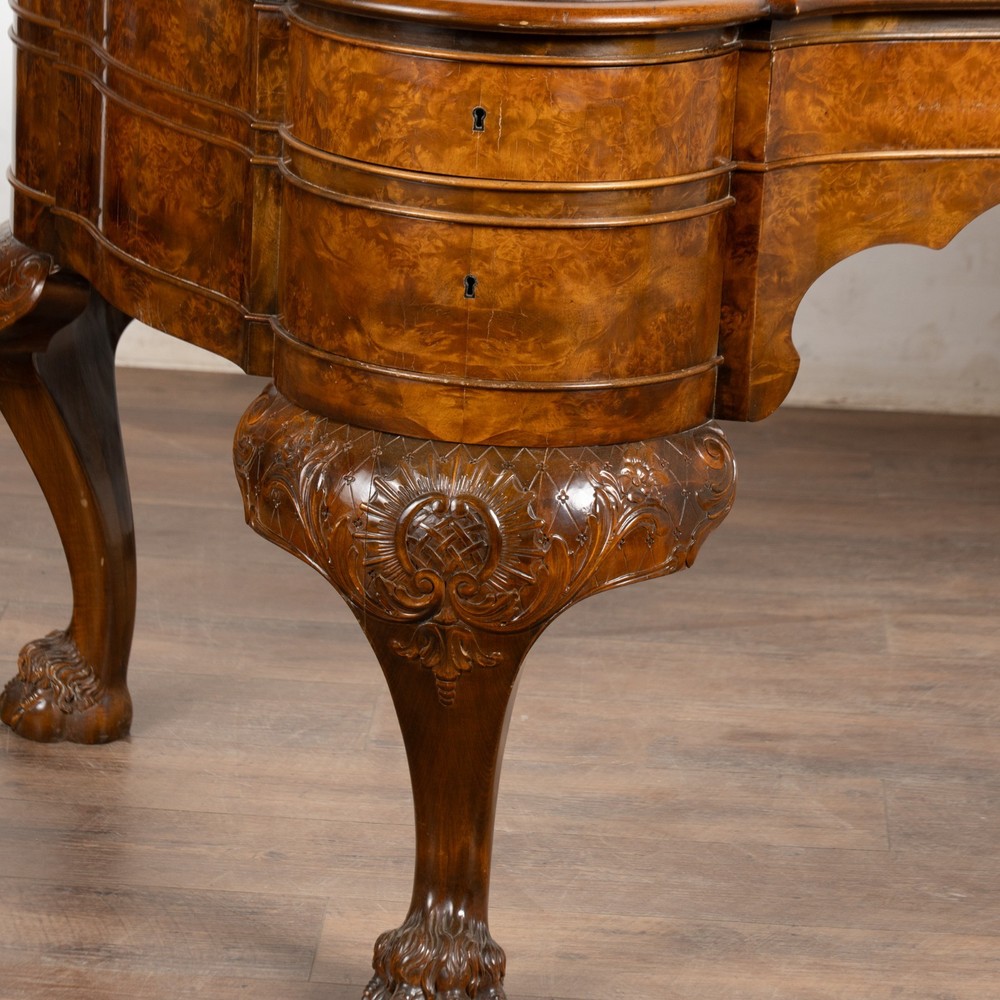 19th Century Rococo Walnut Six Drawer Desk from Denmark