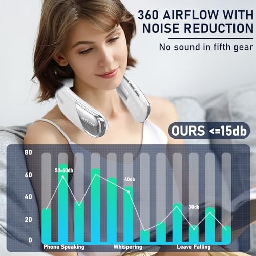 Portable Neck Fan Personal 4000mah Bladeless Cooling Neck Fan Blow Cold Air