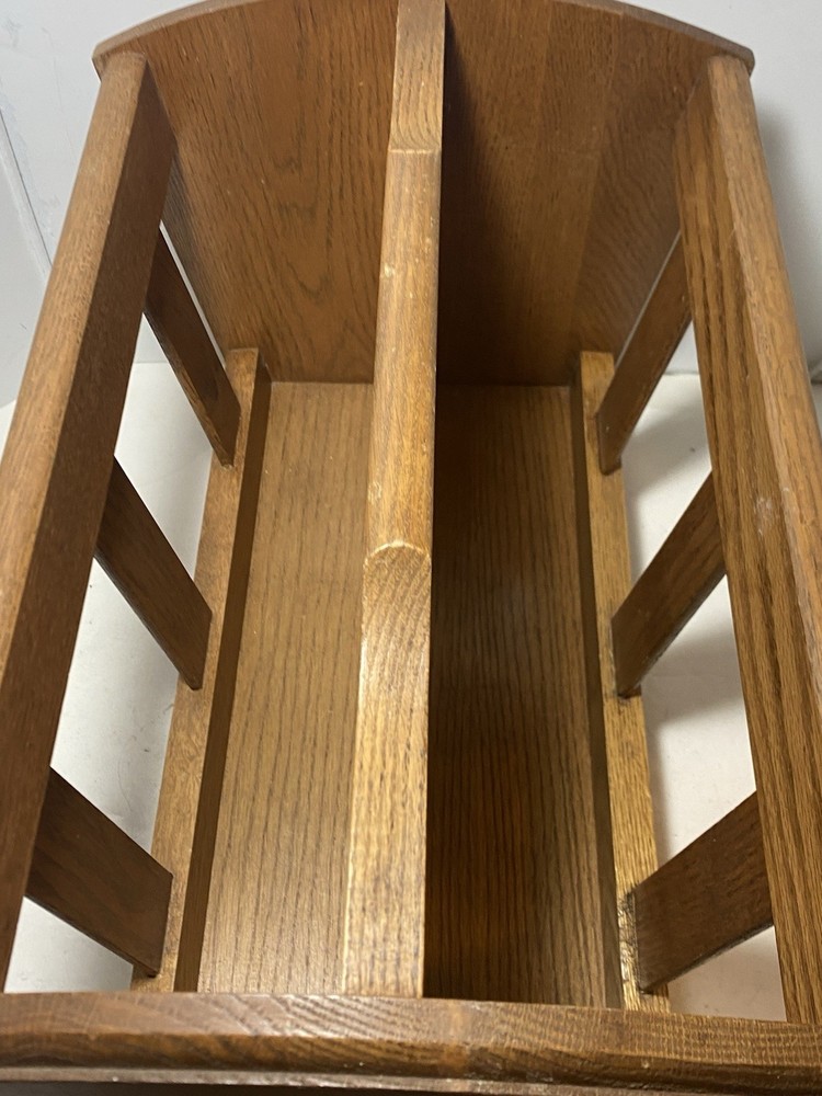Vintage Solid Oak Magazine Newspaper Rack Book Stand