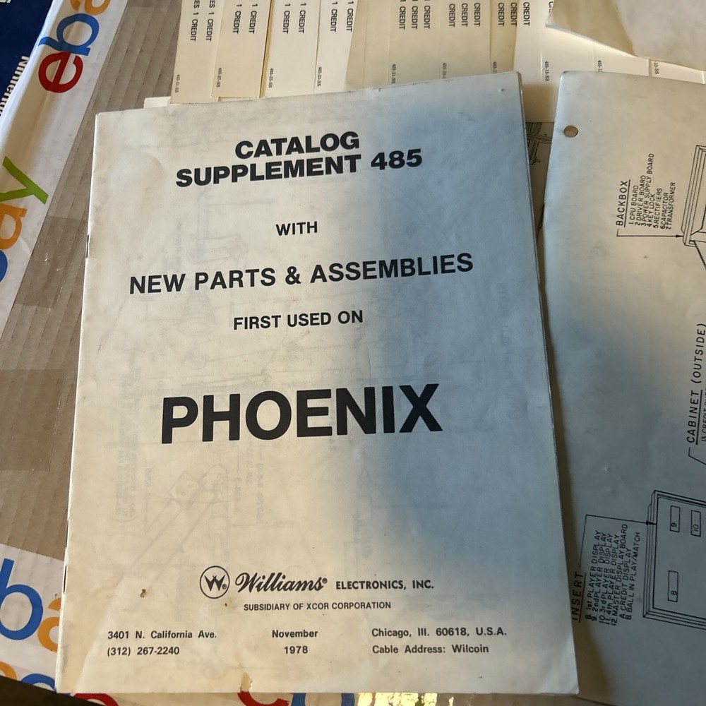 Original Phoenix Missing Cover Williams Pinball arcade game manual