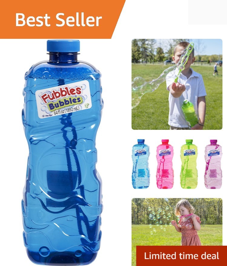 Fubbles Jumbo 64oz Bubble Solution | Safe, Long Lasting Fun for Outdoor Play