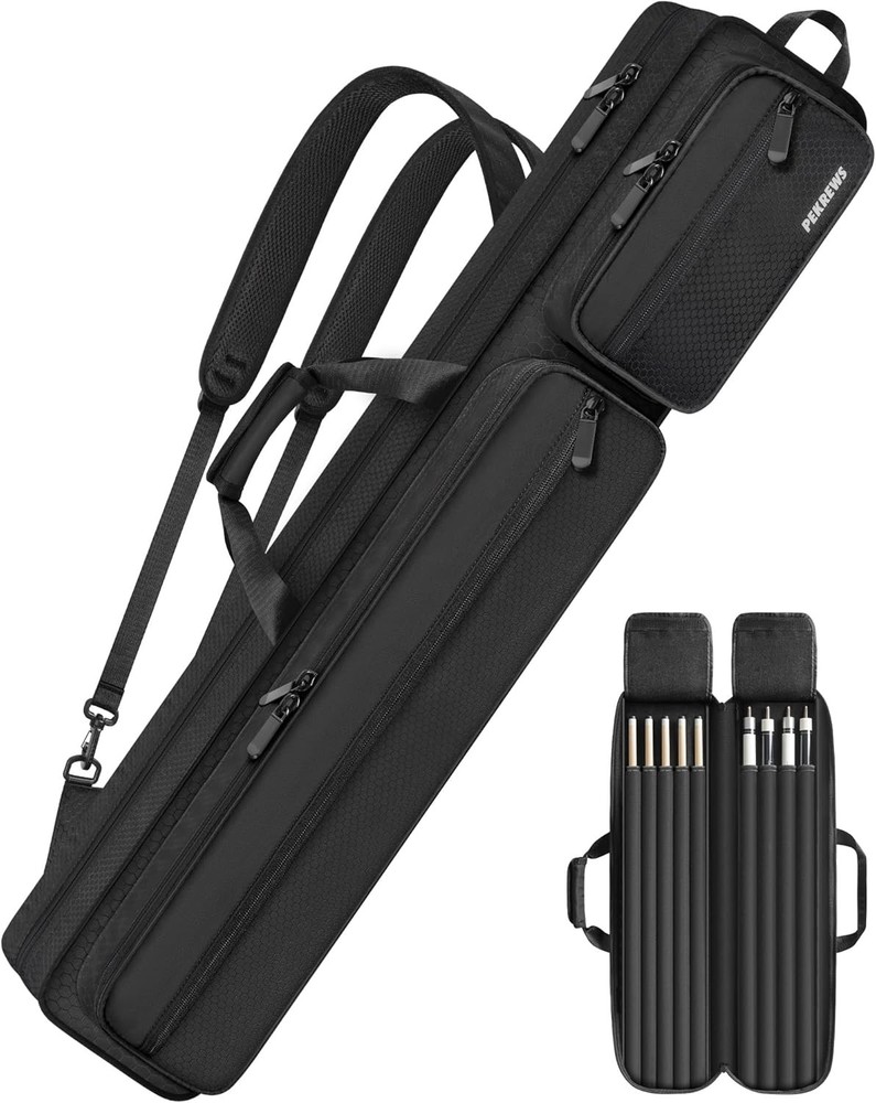 Pool Cue Case, Stick Case 4x5 with Multiple 4x5, Black