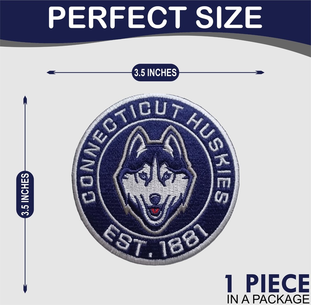 Connecticut Huskies NCAA Team Logo Iron On Patch - Sew Patch - Embroidered Patch