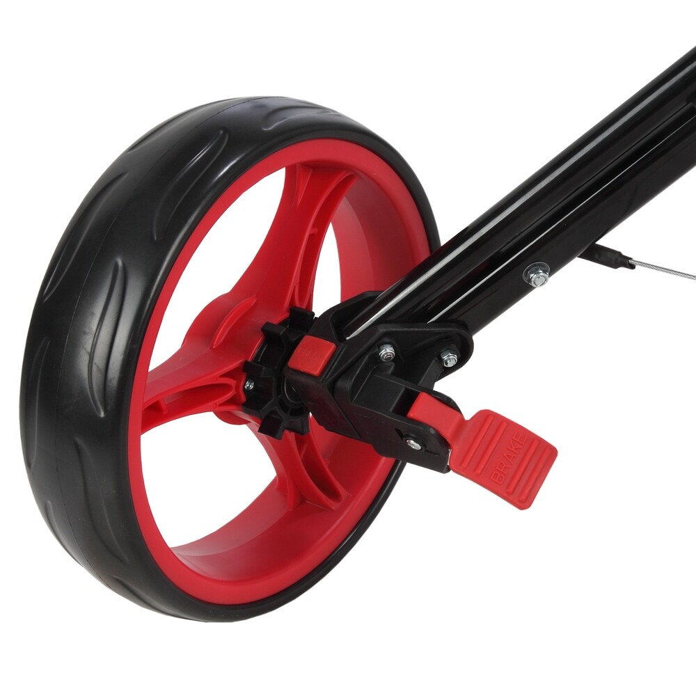 Caddymatic Golf X-Lite One-Click Folding Pull/Push Golf Cart Black/Red