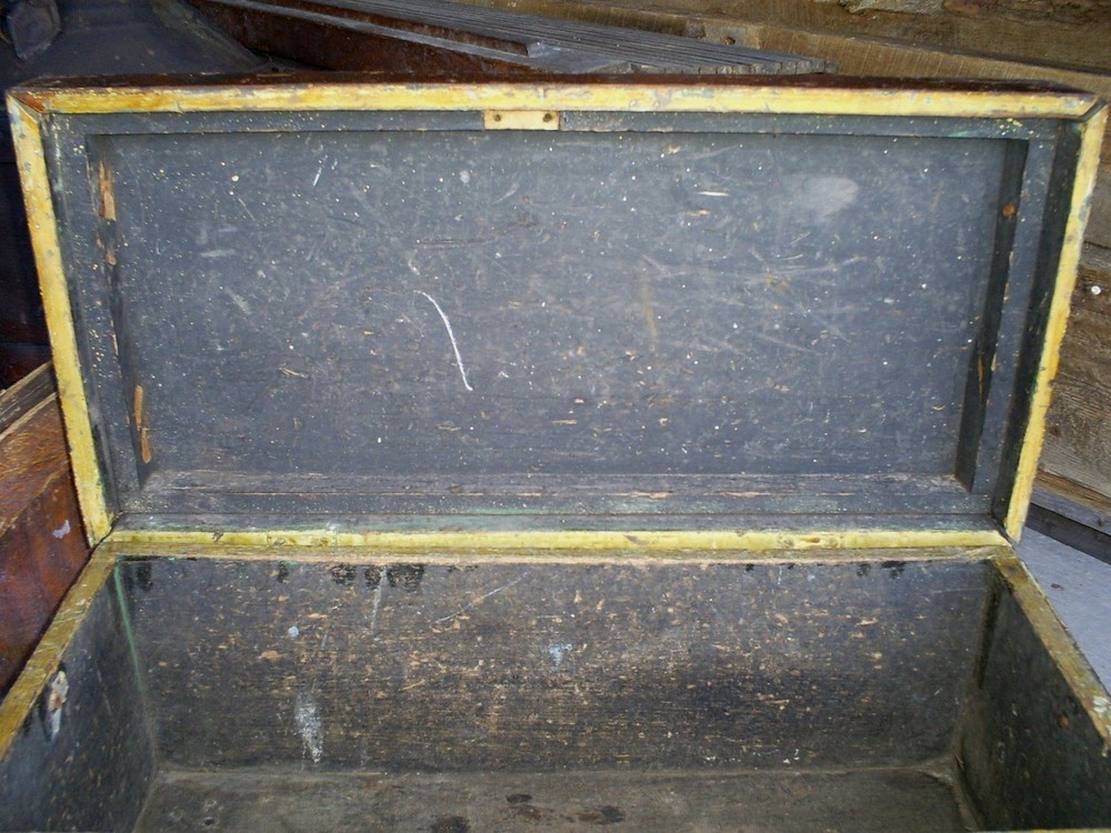 Antique Painted Chest Trunk Tool Box Primitive AAFA