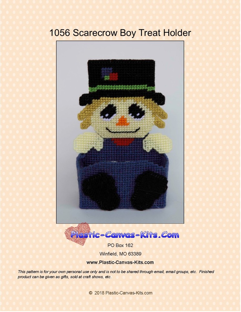 Scarecrow Treat Holder- Plastic Canvas Pattern or Kit
