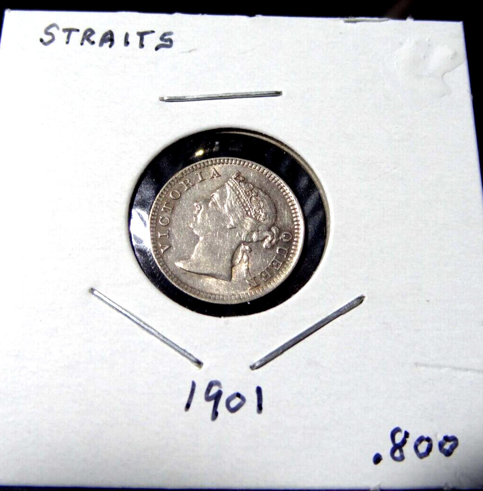 1901 Malaysia Straits Settlement 5 Cent Silver coin