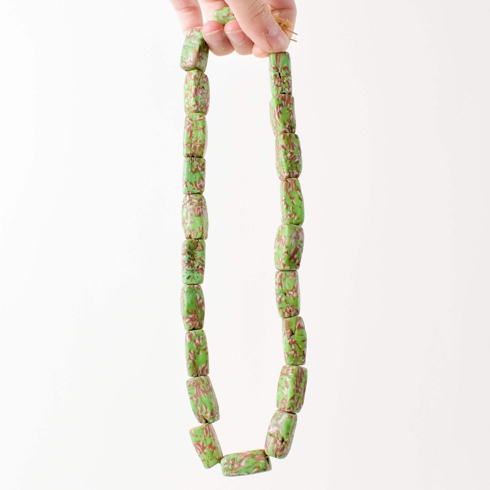 Floral Venetian Rectangular Green Trade Beads