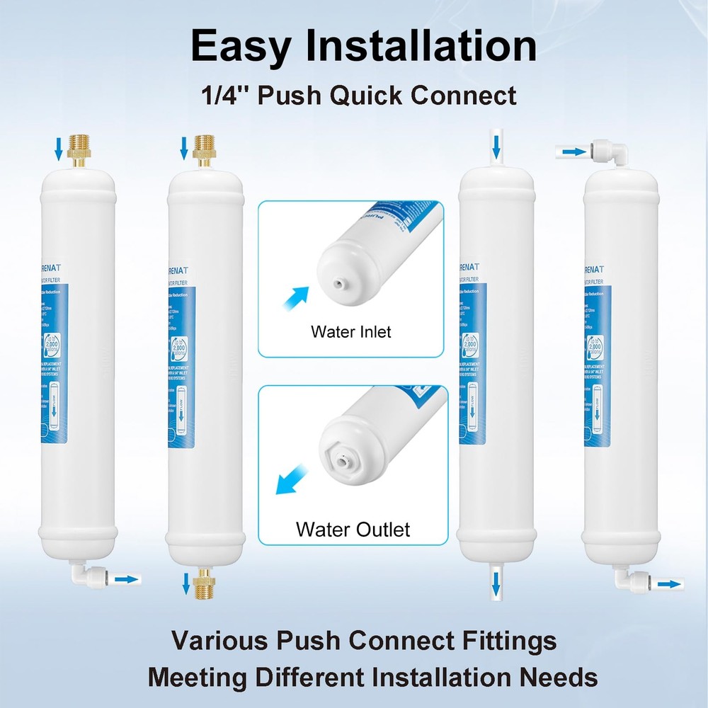 Inline Water Filter for Refrigerator and Ice Maker(1 Pack),1/4" P