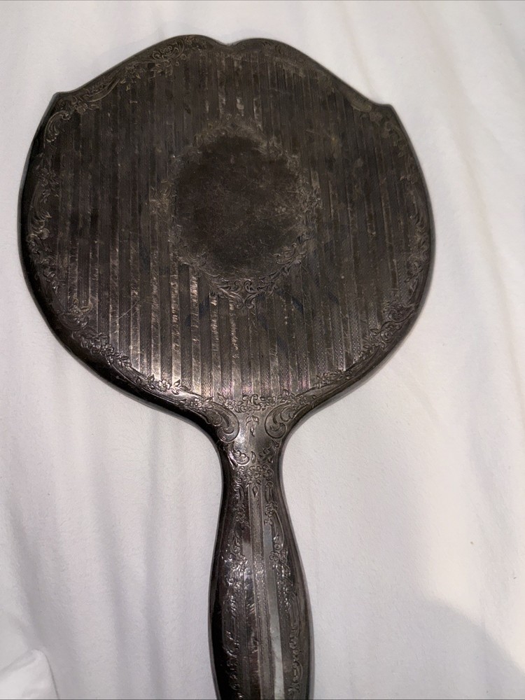 Antique Silver Vanity Hand-Held Mirror