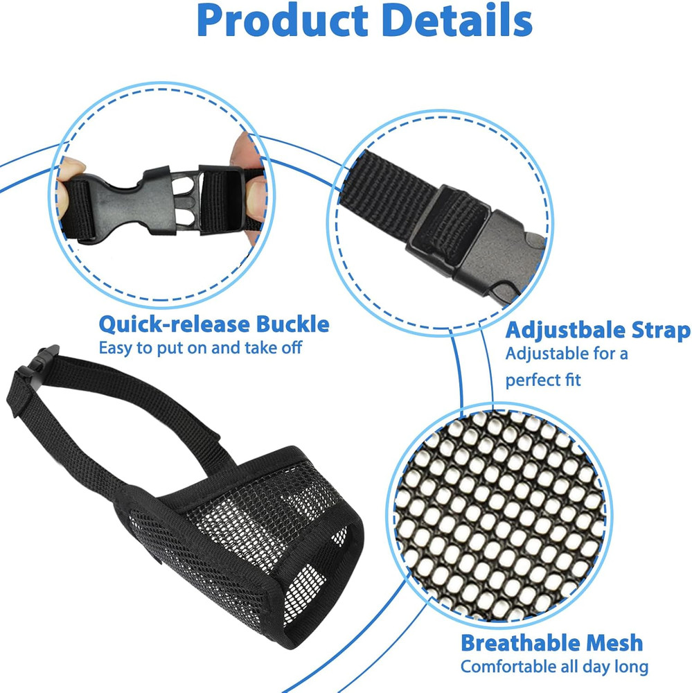 Dog Muzzle Suits for Small Medium Large Dogs, Mesh Muzzle anti Biting Chewing, B