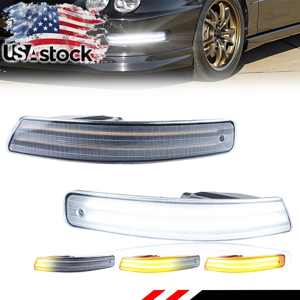 Clear Dynamic LED Front Parking Turn Signal Lights For 1998-2001 Acura Integra