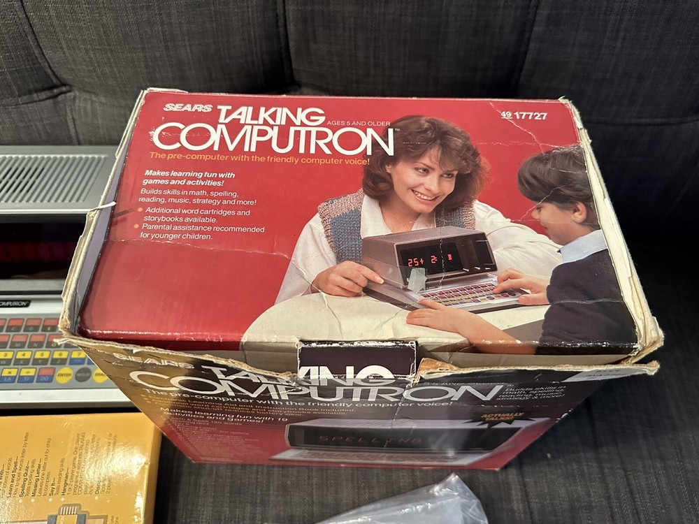 Vintage 1986 Sears Talking Computron w/ Adapter / Box - Powers On / NO SOUND