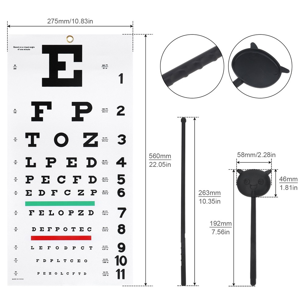 Complete Eye Chart Set for Vision Testing & Visual Acuity Assessment