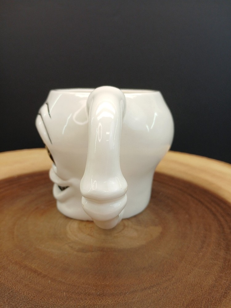 Skeleton Skull Mug by Applause Halloween Decor White Bone Handle "READ"