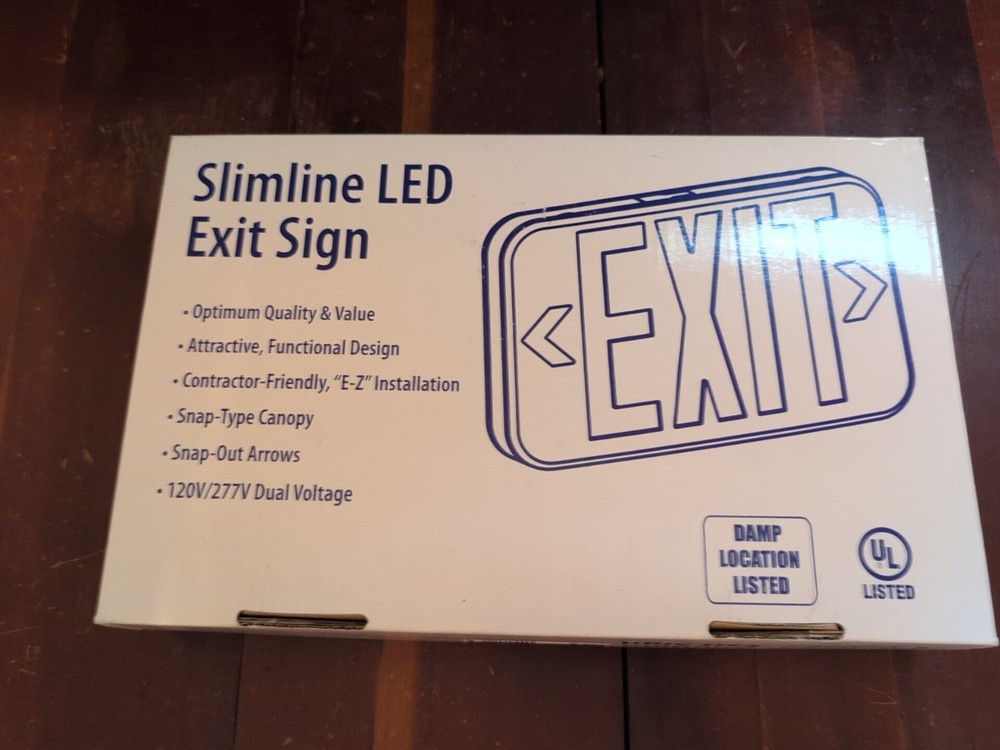 TCP Compact Exit Sign Red LED Emergency Exit Light Double Sided 22743 NOS