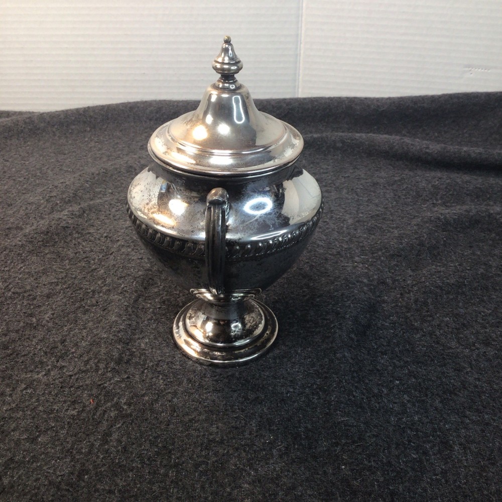 Silver On Copper Sugar Pot, Dish Beautiful Piece. Read Description