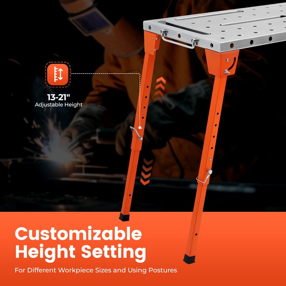 Steel Portable Welding Table Welding Workbench Table Folding Work Bench Silver!!