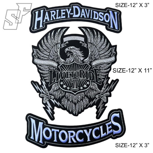 Harley Davidson Grey Eagle & Rocker  Patch, Embroidered Biker Back Patch Iron-On