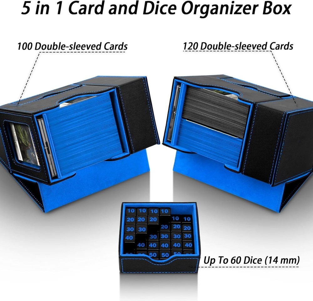 MTG Deck Box for Commander Display with Dice Tower, Fits 100 Double-Sleeved C...