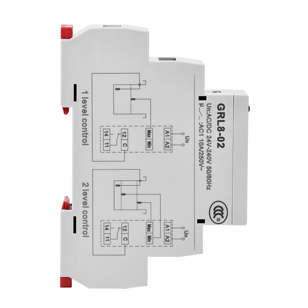 24V-240V GRL8-02 Liquid Level Control Relay Water Level Controller 10A AC/DC