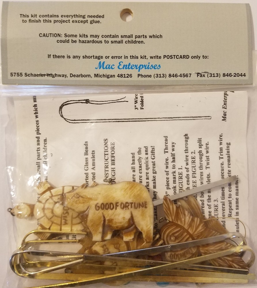 Bone Bead Amulet Beaded Bookmarks Beading Craft Project Kit Mac Enterprises VTG
