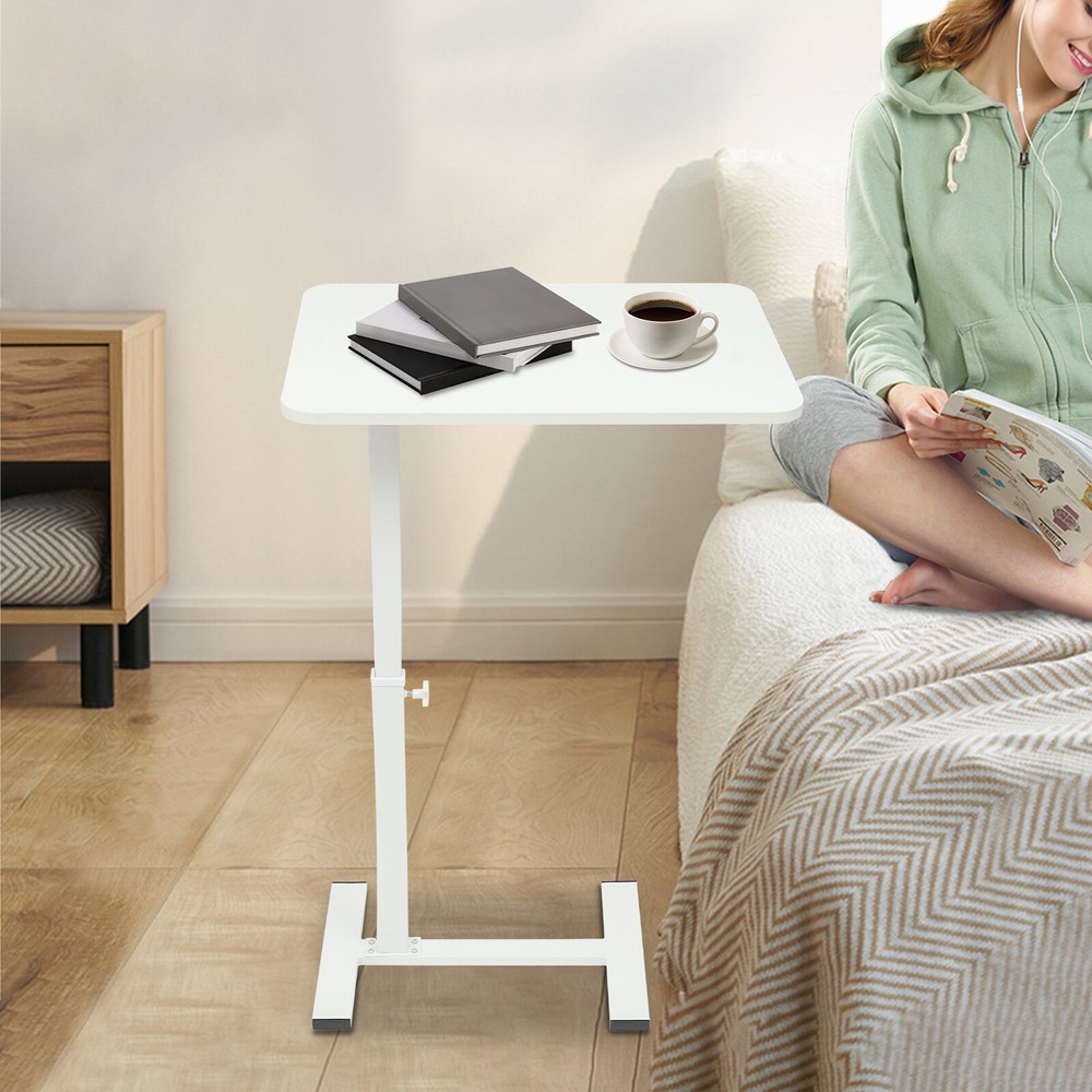Bedside Table 24.8-40.55" Height Adjustable Sofa Side Table Rolling Laptop Table