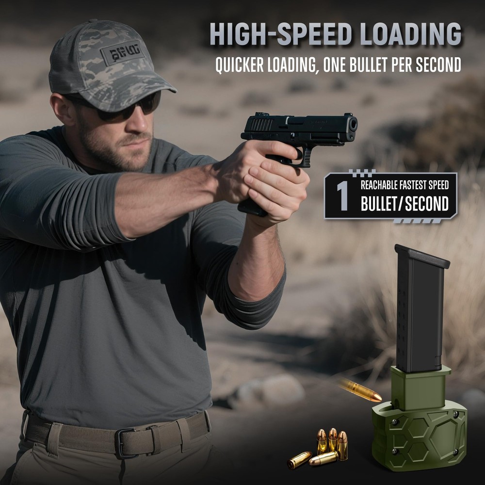 Magazine Speed Loader, Rapid Loader for Glock 9mm/.40sw, Green