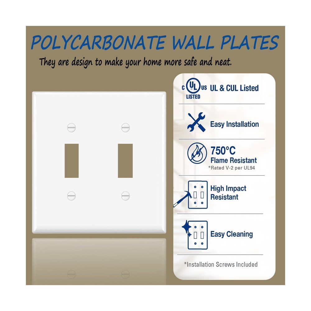 2-Gang Toggle Light Switch Wall Plate,Double Switch Wall Plates, Light Switch...