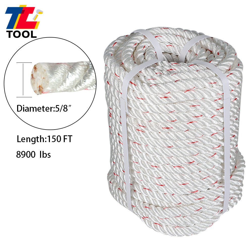 8900Lbs 5/8"×150' Double Braid Polyester Arborist Bull Rope Pulling Rigging Line