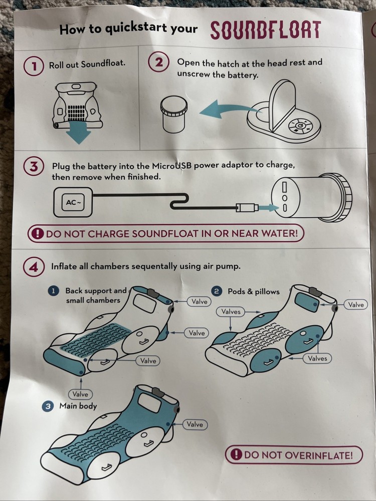 SoundFloat Single Lounge Bluetooth Inflatable Pool Float – NEW (Damage Box)